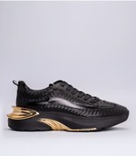 Resim MARCOMEN Erkek Deri Altın Detaylı Sneaker Siyah 