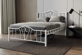 Resim Argimo Orkide Çift Kişilik Ferforje Metal Karyola - 150x200 / Beyaz 