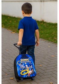 Resim Newfull Çekçekli Sonic Erkek Anaokul Sırt Çantası-mavi Siyah 