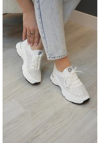 Resim Guja İthal Özel Tasarım Triko Kadın Spor Ayakkabı 24y309-3 Beyaz Beyaz 