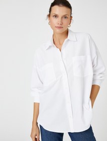 Resim Cepli Oversize Poplin Gömlek 