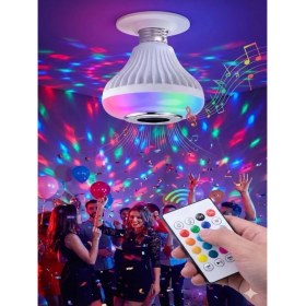 Resim Bluetooth Rgb LED Hoparlörlü Akıllı Ampul - Renkli Müzikli Lamba Kumanda 