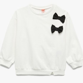 Resim Kız Bebek Şardonlu Uzun Kollu Bisiklet Yaka Fiyonklu Sweatshirt 
