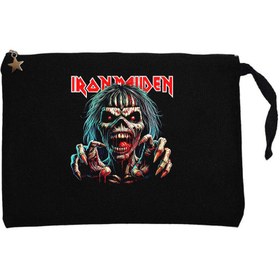 Resim Iron Maiden Zombie Siyah Clutch Astarlı Cüzdan / El Çantası - Siyah 