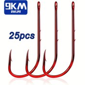 Resim 25 adet 9KM DWLIFE Kırmızı Balıkçılık saç tokası - Karbon Çelik Tırtıklı Yemler ile Keskin Burun ve Güçlü Yem Tutucu, Karp, Jigging, Tackle Aksesuarları (Dayanıklı Canlı Yem saç tokası), Balıkçılık Tackle, Jigging Aksesuarları, Canlı Kırmızı saç tokası, Dayanıklı Yapı 