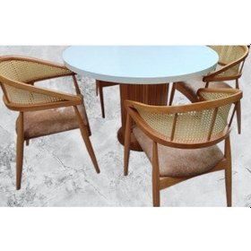 Resim Masa Anıt 100 Cm Hasır Sandalye Takım Model Mdf Tabla Beyaz Renk El Yapım 