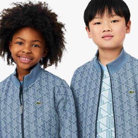 Resim Lacoste Çocuk Fermuarlı Monogram Mavi Sweatshirt 