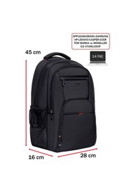 Resim Dada 06 Apple Mocbook Uyumlu Usb Aparatlı Siyah Laptop Sırt Çantası 14 İnç Darbe Emici Koruma 