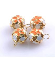 Resim Çiçekli Kulplu Çan, Hayvan Tasma Zili, Amigurumi Zili, Kına Gecesi Tef Yapımı Zili 20 Adet Turuncu 