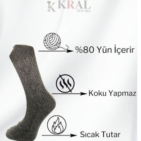 Resim Kral Socks Kışlık Termal Etkili Lambswool Kuzu Yünlü Unisex Çorap 5'li Paket Çok Renkli 