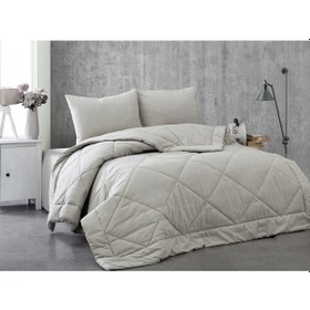 Resim Komfort Home Battal Boy %100 Pamuk Kumaş Yorgan Seti / Gri 