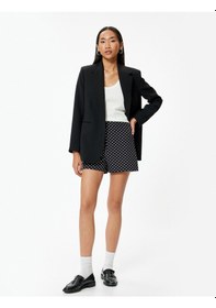 Resim Koton Puantiyeli Mini Şort Yüksek Bel Slim Fit Siyah Desenli 4sak40313uw Siyah 