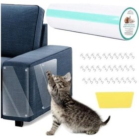 Resim Şeffaf Kedi Tırmalama Caydırıcı Bant, Kendinden Yapışkanlı 30cm X 3m 