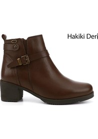 Resim Gönderi R Kadın Kahve Floter Fermuarlı Kalın Topuklu Hakiki Deri Bot Gkzb13448491 Kahve 