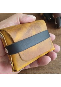 Resim Sumerian Leather Craft Deri Cüzdan Kadın Cat Sarısı Sarı 