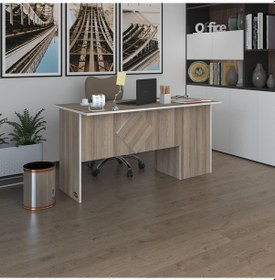 Resim Kenzlife Ofis Masası Yoko Ono Crd Sol 75 150 80 Kilitli Kapaklı Dolap Eşkenar Bilgisayar Çalışma Masası 