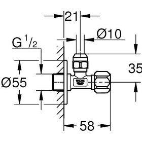 Resim GROHE 22018000 ARA MUSLUK 1/2 GİR.3/8 ÇIK.10mm 