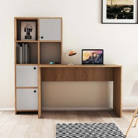 Resim Mezza Sılence Kitaplık - Çalışma Masası Takımı 1996 Sepet-Beyaz 