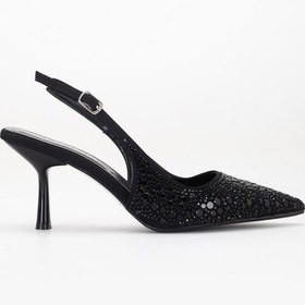 Resim Kadın Abiye Ayakkabı Siyah İnce Topuklu Taş Döşeme-3895 Siyah 