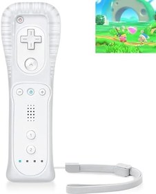 Resim WIYETY Wii için 1 adet uzaktan kumanda: Wii Wireless için kontrolör, Wii için Somatosensorik oyun kolu denetleyicisi Gamepad, Wii için uzaktan oyun pedi, silikon kılıflı ve el kayışlı (beyaz) 