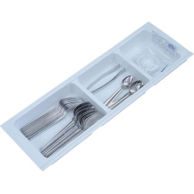 Resim Mutfak Çekmece Içi Üç Bölmeli Kaşıklık 16cm X 48cm Beyaz 