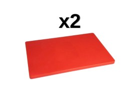 Resim Feyza Design Iki Adet 40X30X2 cm Kırmızı Polietilen Kesme Levhası Seti 
