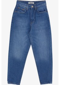 Resim Breeze Kız Çocuk Jean Pantolon Cepli Düğmeli 9-14 Yaş, Mavi Mavi 