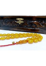 Resim Omari Usta İmzalı Fıçı Kesim Alman Sıkma Kehribar Tesbih 9.5x10.5 