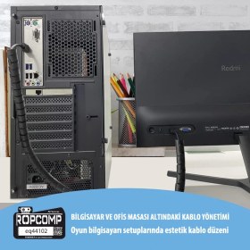 Resim Ropcomp Spiral Kablo Kanalı Kablo Düzenleyici Toplayıcı Tutucu 1.5m – 28MM (Siyah) 