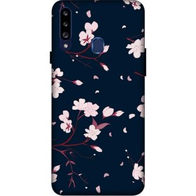 Resim Zipax Deste Samsung Galaxy A20S Kılıf Pembe Çiçek Baskılı Desenli Silikon Kılıf A++-8223 