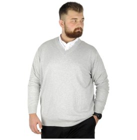 Resim Mode Xl Büyük Beden Kazak V Yaka 22206 Gri 001 