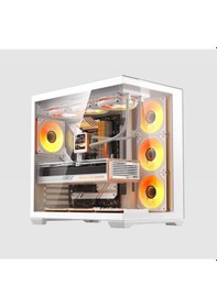 Resim Zoko Emperor Beyaz 7x12cm Argb Fanlı Atx Gaming Akvaryum Kasa 