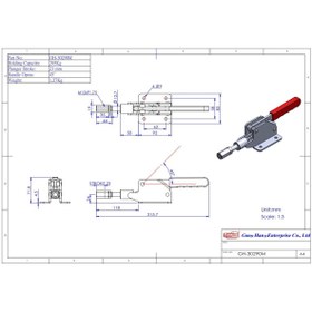 Resim MAMMUD GH-30290M İtmeli Çekmeli Geçişli Mafsallı Kelepçe Düşük Profil, Tutma Kapasitesi 295kg, 