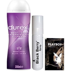 Resim Durex Aloe Vera Masaj&kayganlaştırma Jel + Black Berry Geciiktiricisprey + Hediye 