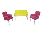 Resim Bengimobilya Berjer Takımı Kapitoneli Pembe Fosforlu Sarı Kayın Torna Aslan Lü 