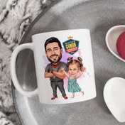 Resim Futbol Sever Baba ve Kızı Karikatürlü Kupa Bardak 