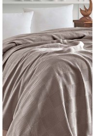 Resim Tek Kişilik %100 Pamuk Pike Örtü 160x230 Cm Karo Desenli Camel Weave Serisi Camel 