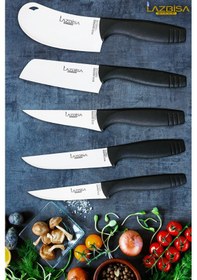 Resim Eco Serisi Mutfak Bıçak Seti Et Ekmek Sebze Pizza Salata Börek Şef Bıçağı 5 Li Set Hds-05 Siyah 