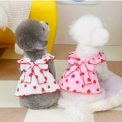 Resim Sevimli Çilek Desenli Prenses Köpek & Kedi Kostümü - Küçük/Orta Boy Evcil Hayvanlar İçin Hafif %100 Polyester Kolsuz Elbise, Yazlık Nefes Alabilen Örgü Kıyafet, Pembe Kurdele Detaylı Kolay Giydirme Tasarımı Teddy ve Küçük Irklar İçin 