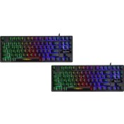 Resim Flameer 2x USB Kablolu 87 Tuşlar Mekanik Oyun Klavye Rgb Arkadan Aydınlatmalı Pc Oyuncular Için (Yurt Dışından) 