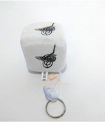 Resim 1 Adet Osmanlı Tuğra Desenli Beyaz Renk Vantuzlu Küp Zar Ayna Süsü Küp Anahtarlık Küp Zar Peluş Dekor 6x6 Cm 1 Adet 