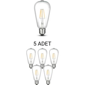 Resim Cata CT-4353 ST64 Rustik LED Ampul 8W Günışığı - 5’li Paket 