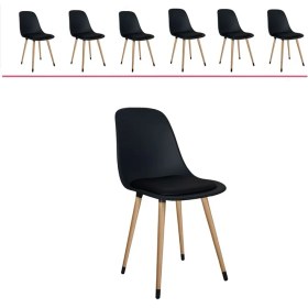 Resim Estelia Abant Sandalye Ahşap Naturel Ayaklı (Minderli) 6'lı Takım 