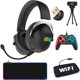 Resim Turbox TRX-103 Bundle Kablosuz Kulaklık Oyun Kolu Webcam Wifi Bluetooth RGB Mouse Pad Oyuncu Seti Turbox