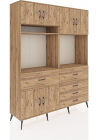 Resim Hyperion Gardrop 7 Raflı 5 Çekmeceli 6 Kapaklı 176x44x221 Çam-çam Çam 