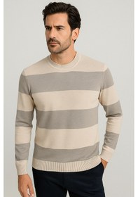 Resim Ncs Jeans Erkek Bisiklet Yaka Triko %100 Pamuk Bej 3774 Bej 