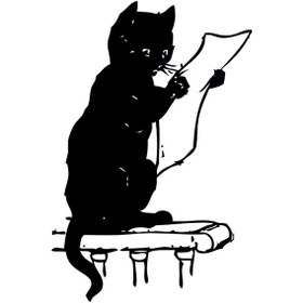 Resim Folyo Sticker Gazete Okuyan Kedi 70cm Uzunluk Siyah 