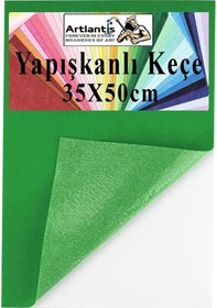 Resim Yapışkanlı Keçe 35x50 Cm 1 Adet 2.0 Mm Kendinden Yapışkanlı Renkli Hobi Keçesi Elişi Keçe Kumaşı Anasınıfı Kreş Etkinlik Yeşil 