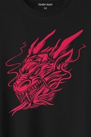 Resim Dragon Japanese Ejder Japon Baskılı Tişört Unisex T-Shirt 