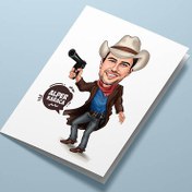Resim Yakışıklı Kovboy Karikatürlü Tebrik Kartı 